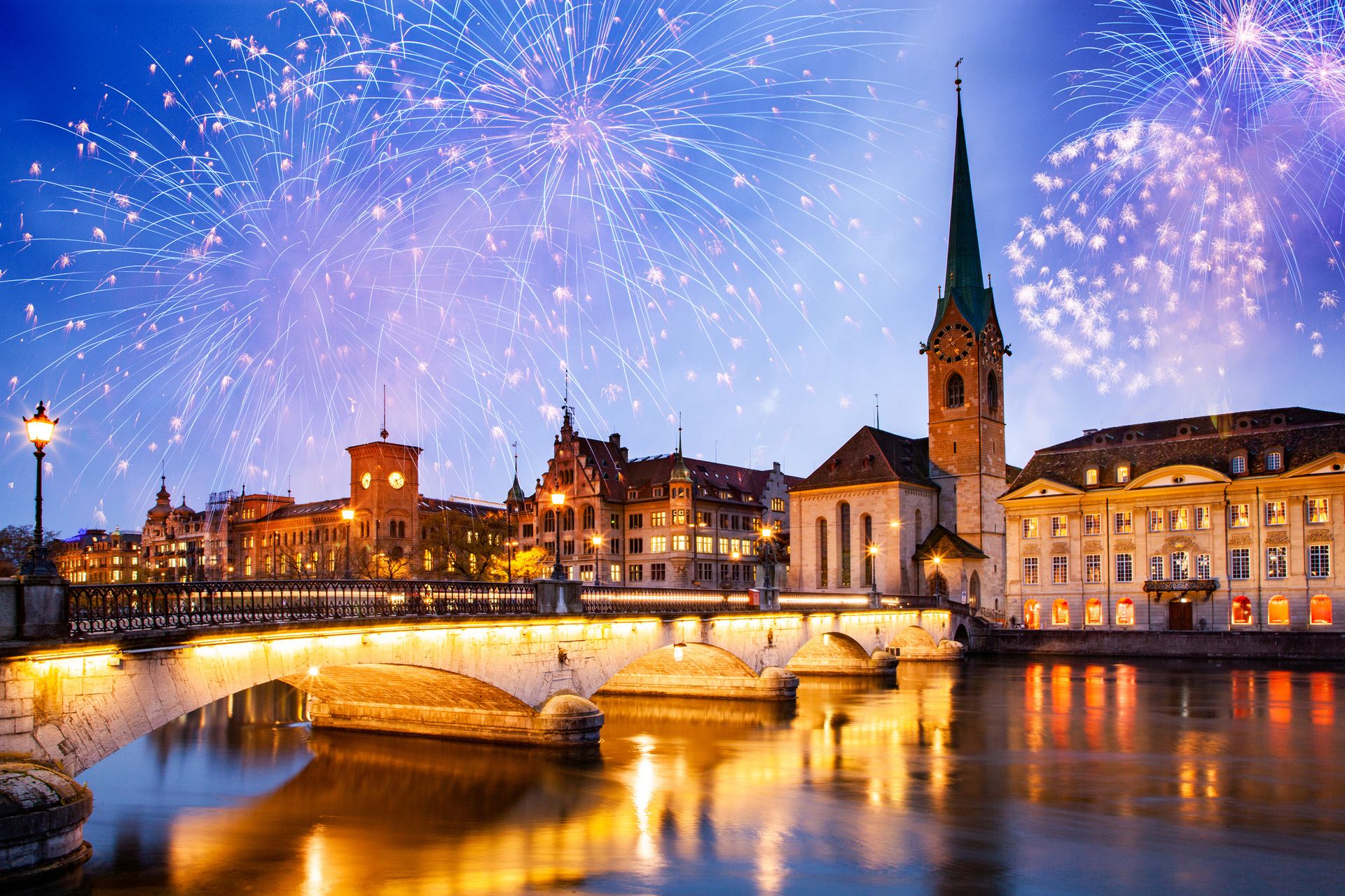 Feux d'artifice du Nouvel an à Zurich