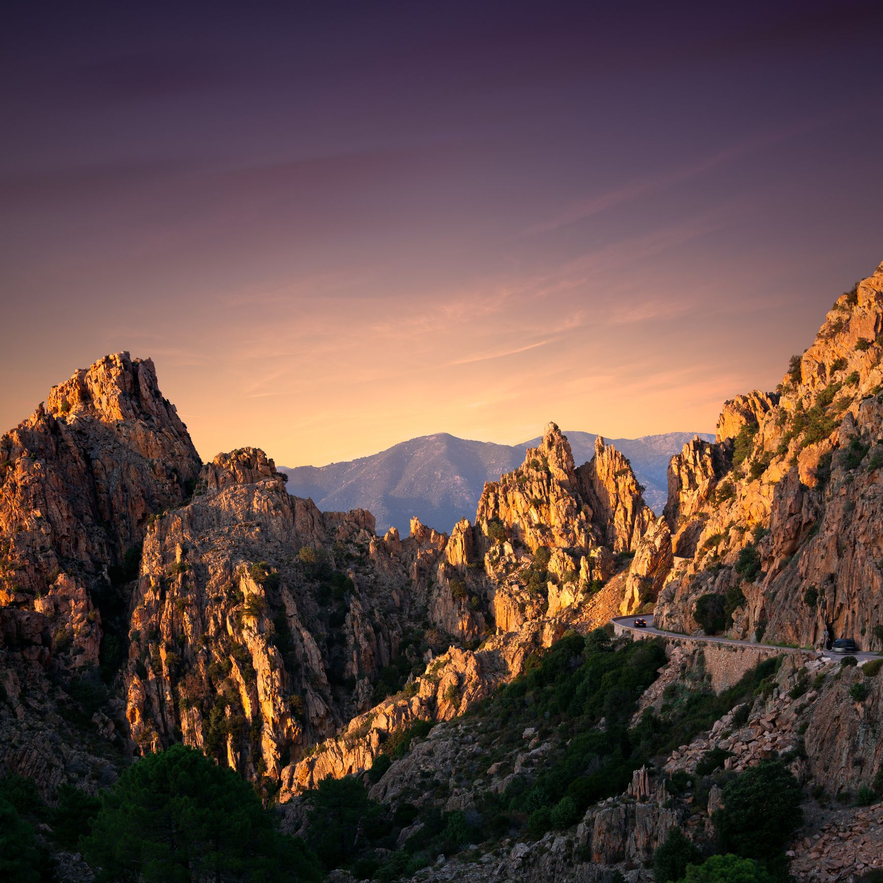 Route calanques de Piana, Corse, France