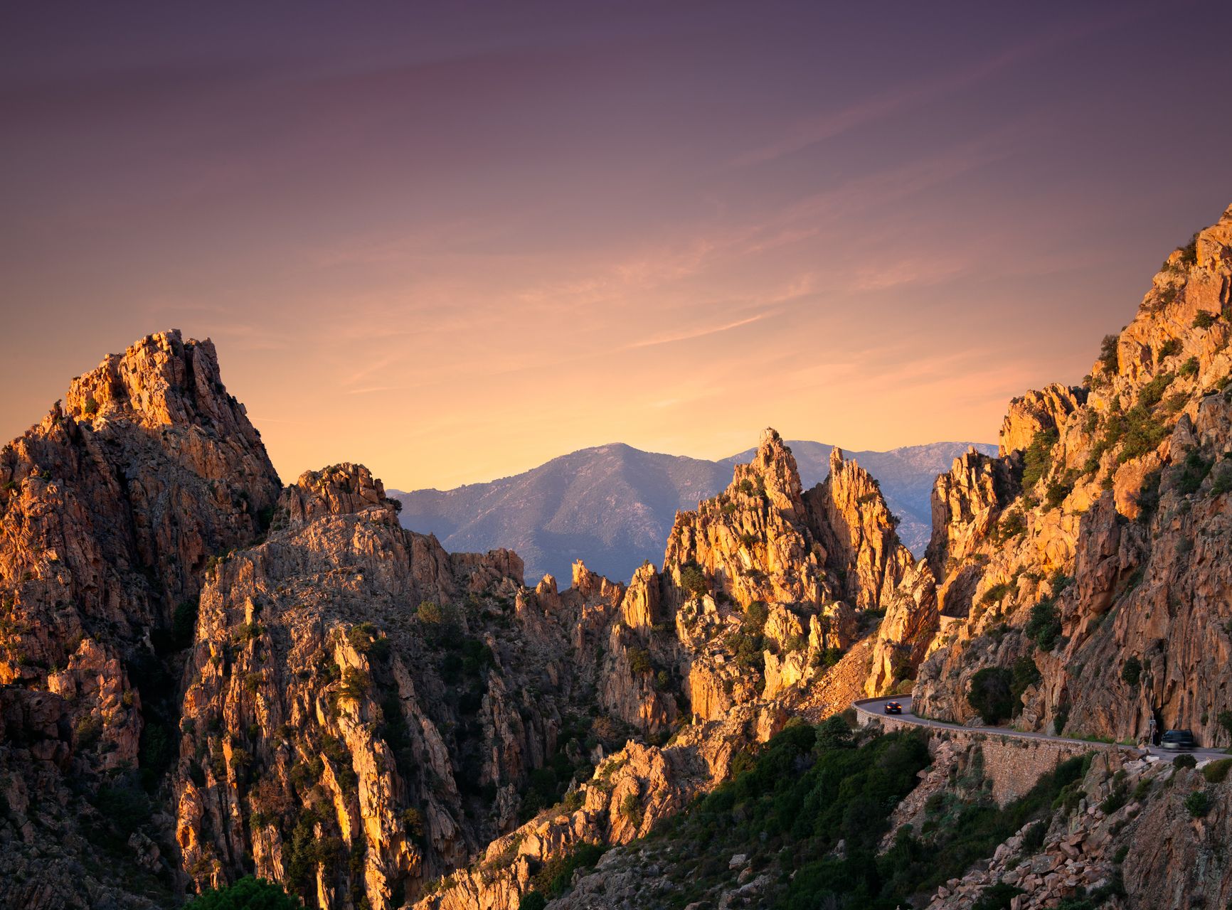 Route calanques de Piana, Corse, France