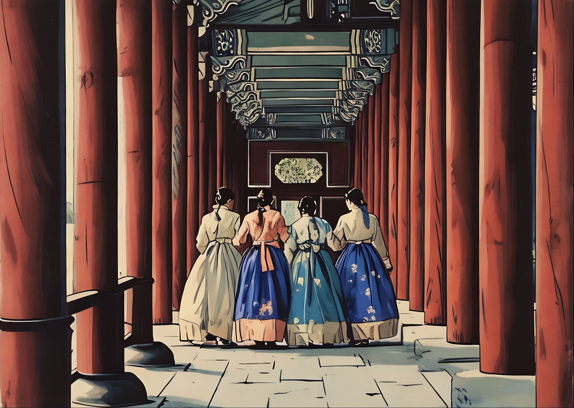 Coréennes en hanbok