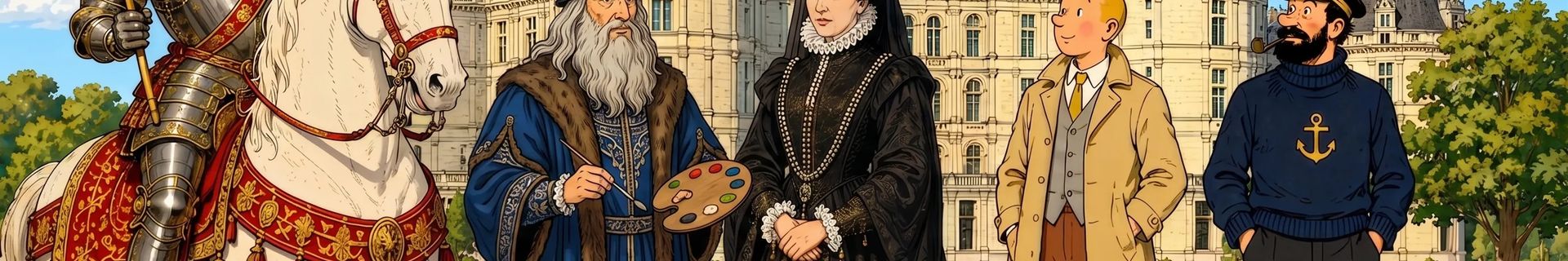 Chateaux de la Loire en famille avec François 1er, Leonardo da Vinci, Catherine de Médicis, Tintin, Milou et le Capitaine Haddock