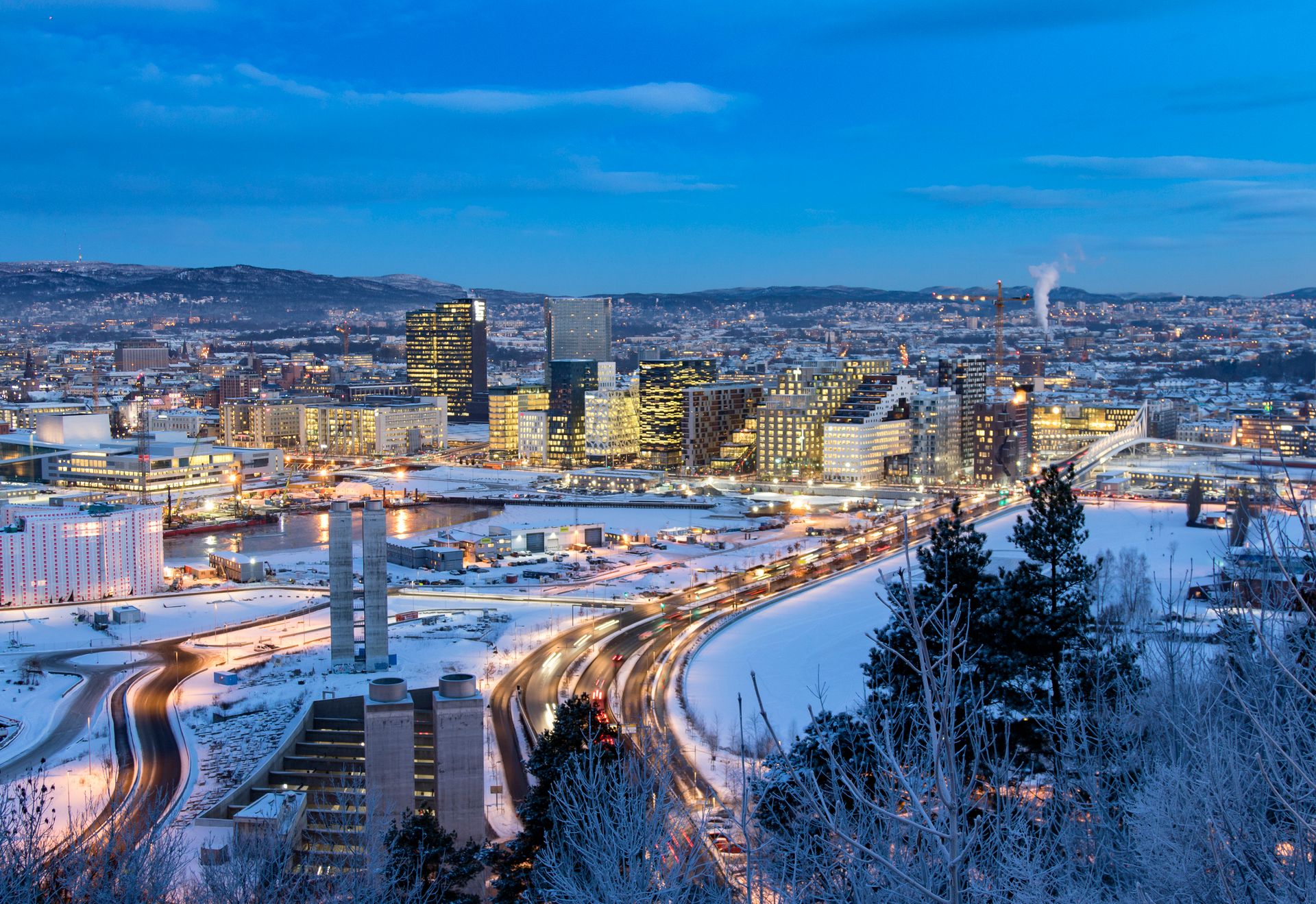 Vue aérienne d'Oslo en hiver