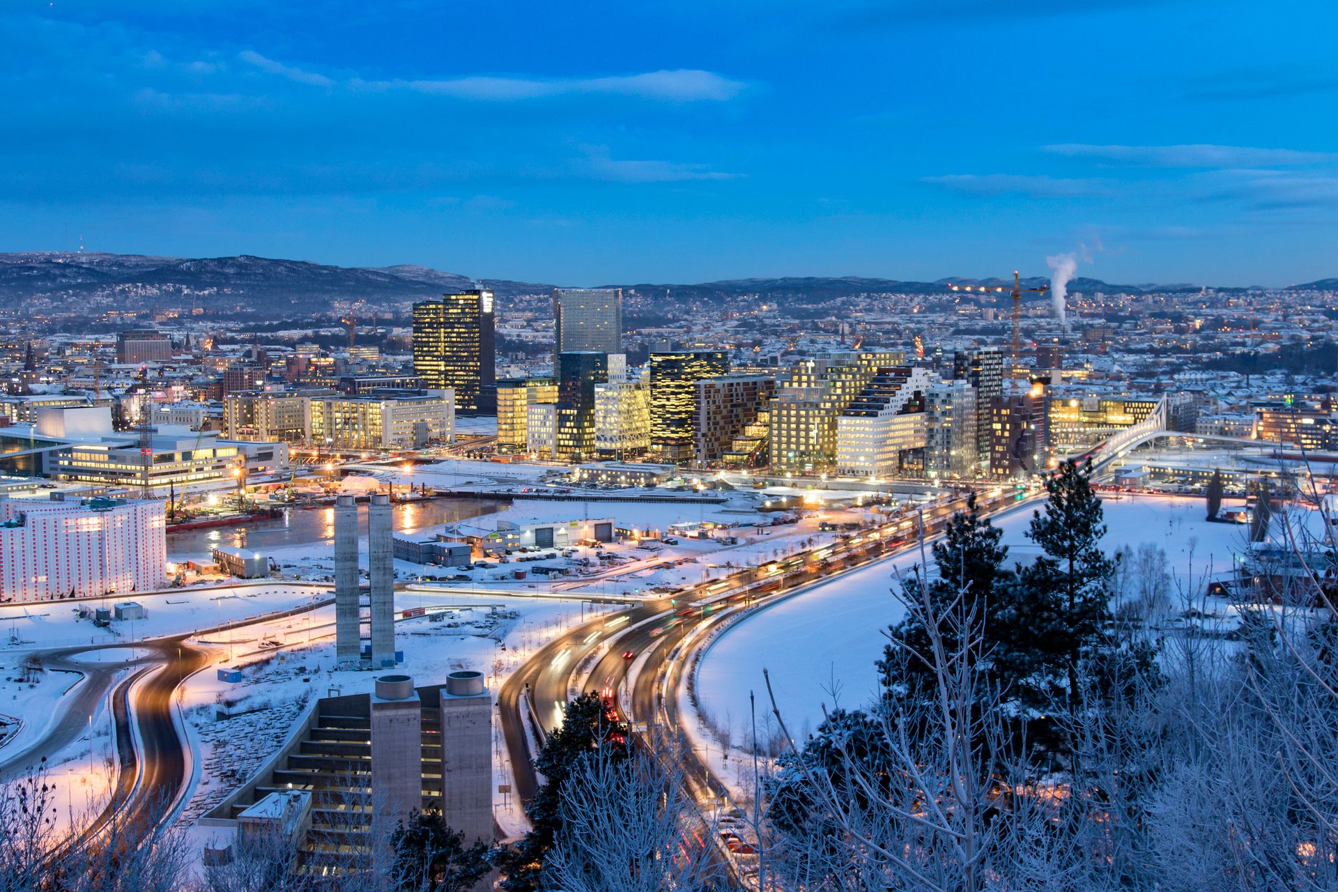 Vue aérienne d'Oslo en hiver