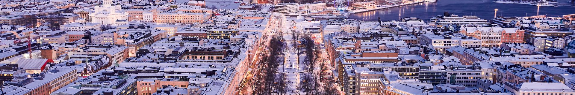 Vue aérinne d'Helsinki en hiver