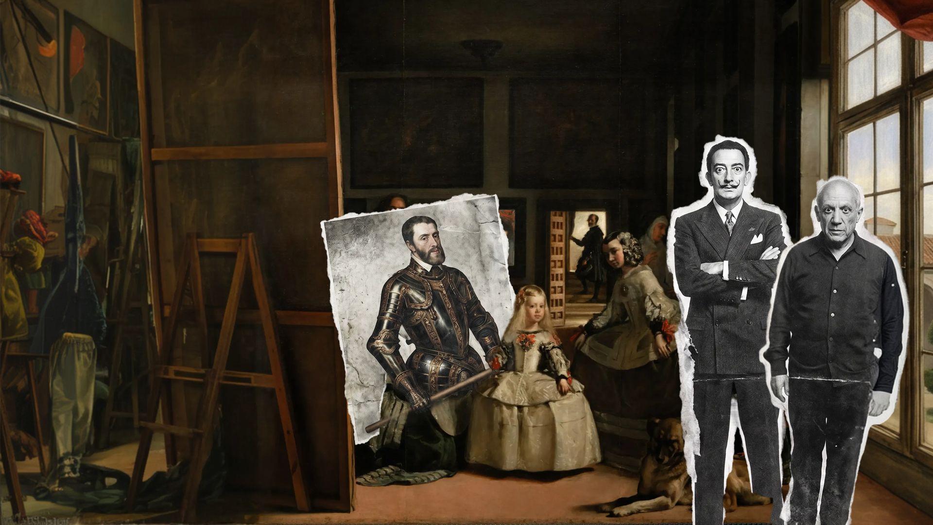 Tableau "Las Meninas" de Diego Vélasquez revisité avec Charles V, Salvador Dalí et Pablo Picasso - Madrid, Espagne