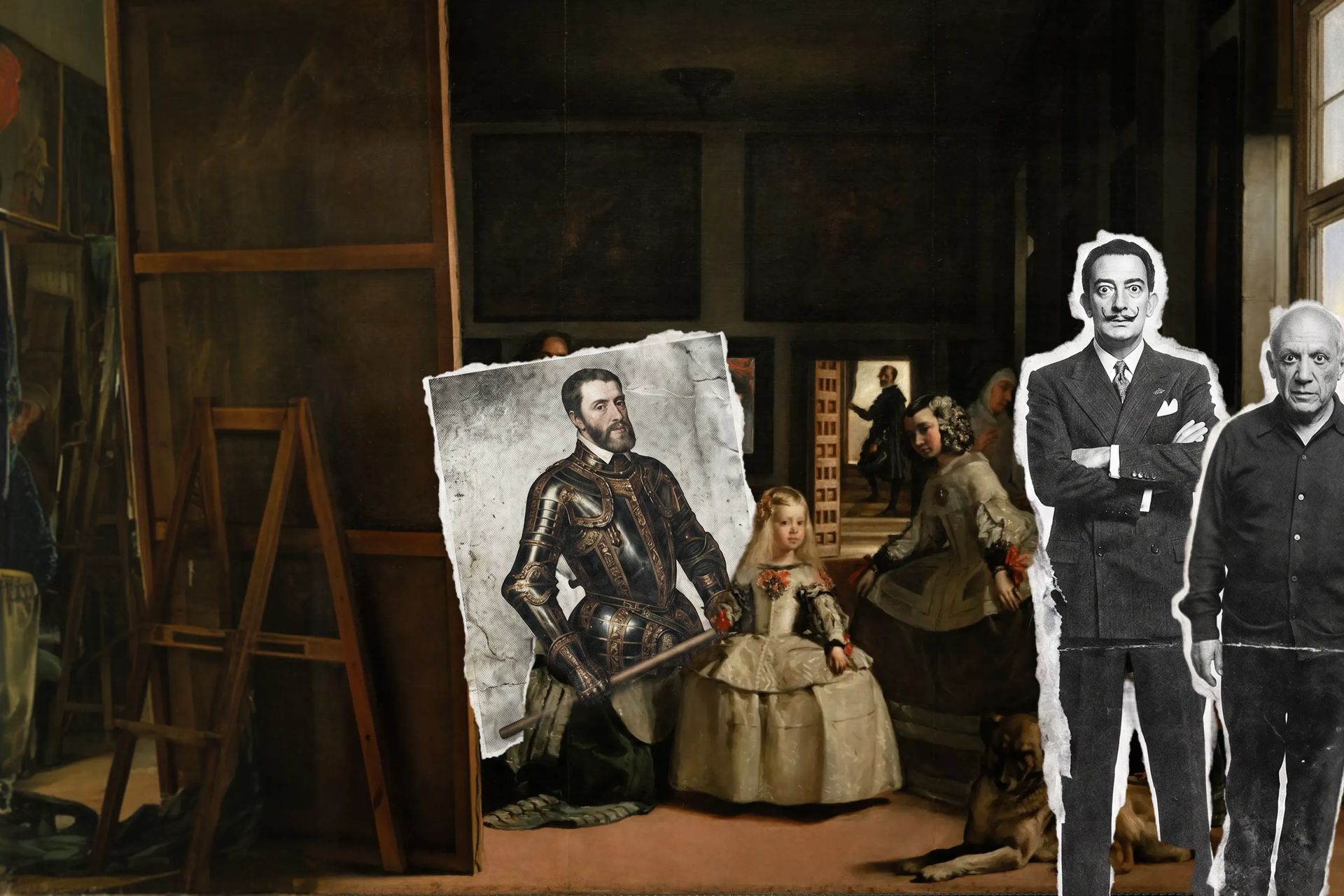 Tableau "Las Meninas" de Diego Vélasquez revisité avec Charles V, Salvador Dalí et Pablo Picasso - Madrid, Espagne